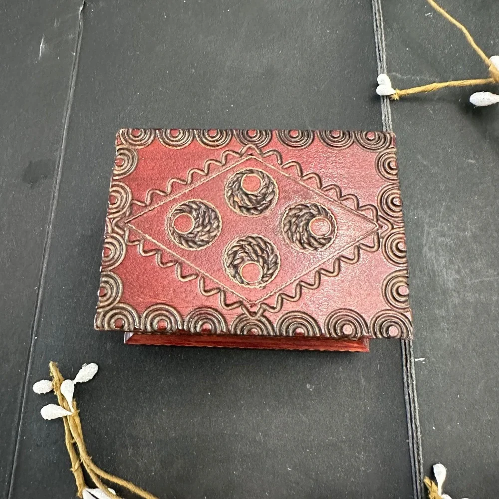 Vintage Handmade Carved Wooden Trinket Jewelry Box Storage Box Small